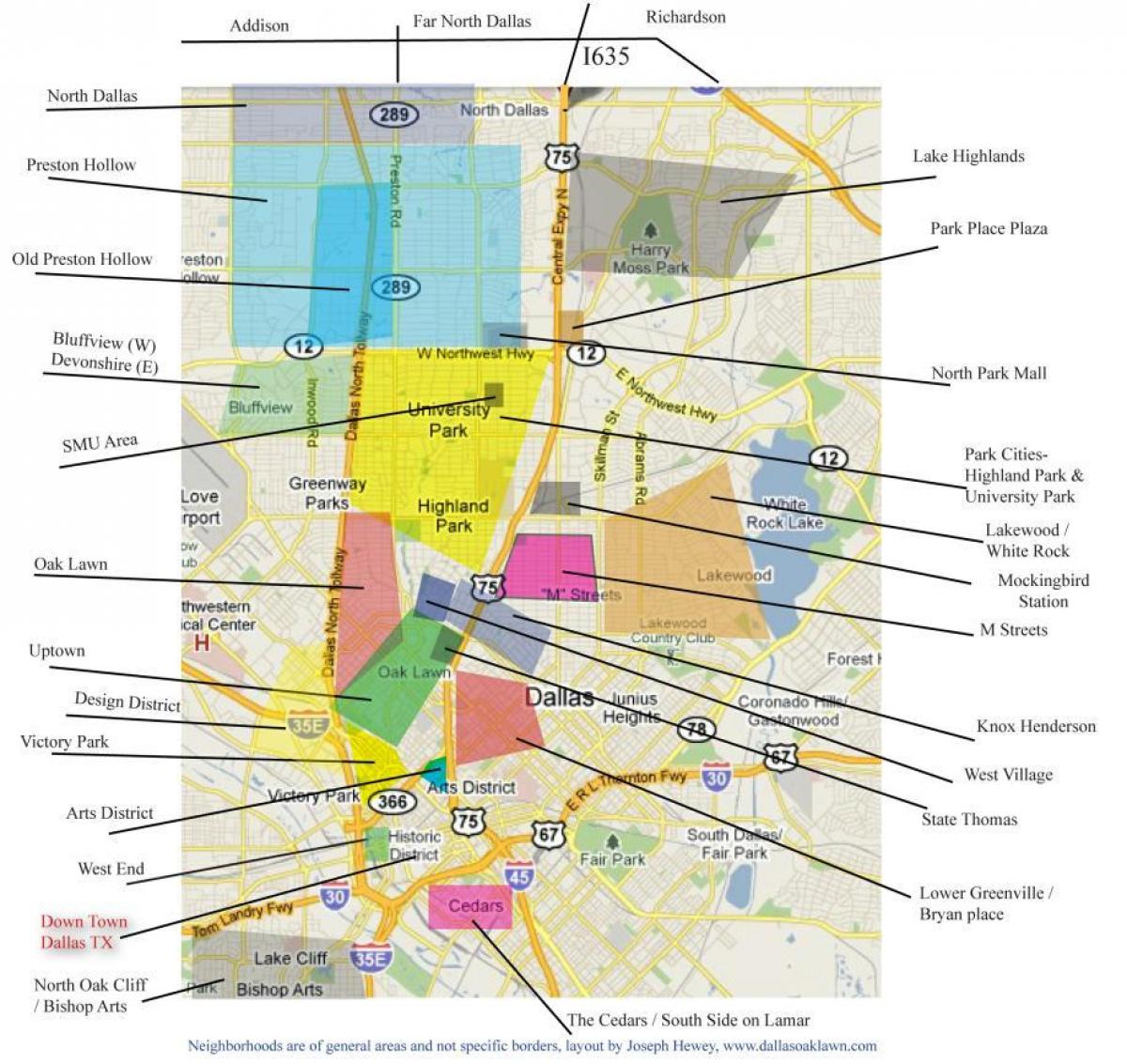 mapa okolic Dallas