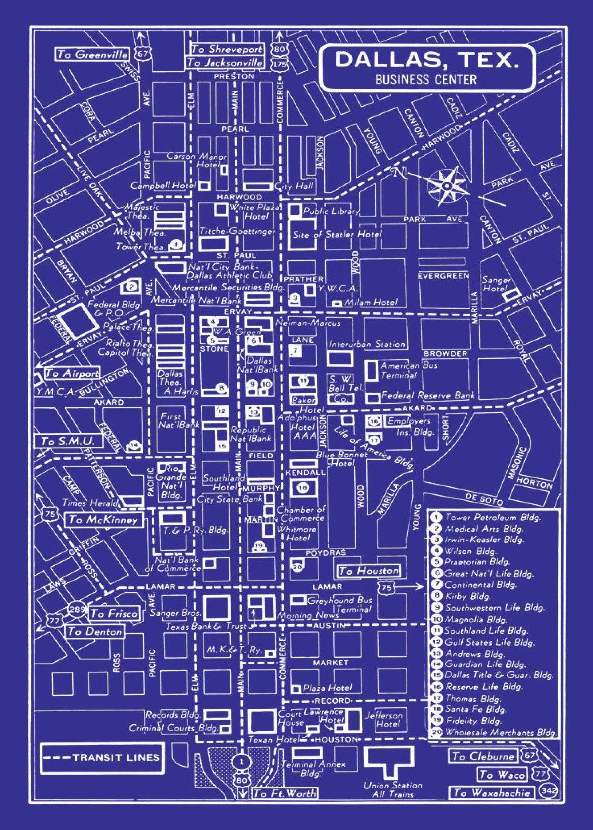 mapa miasta Dallas