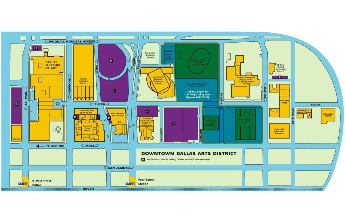 mapa Dallas arts district