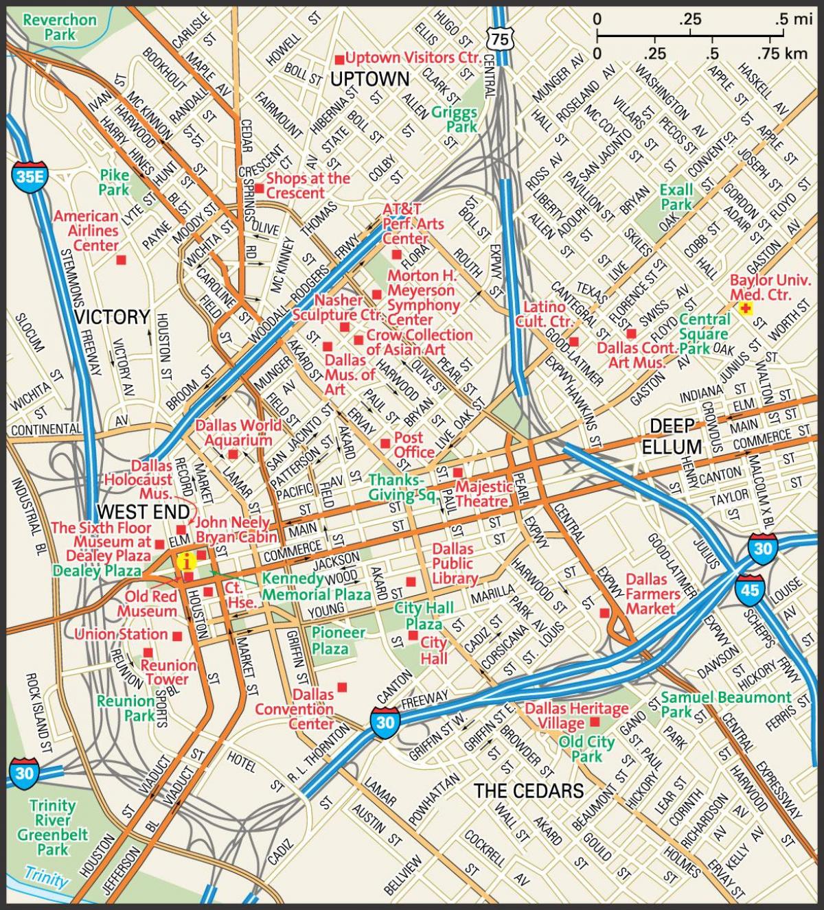 mapa miasta Dallas ulicy
