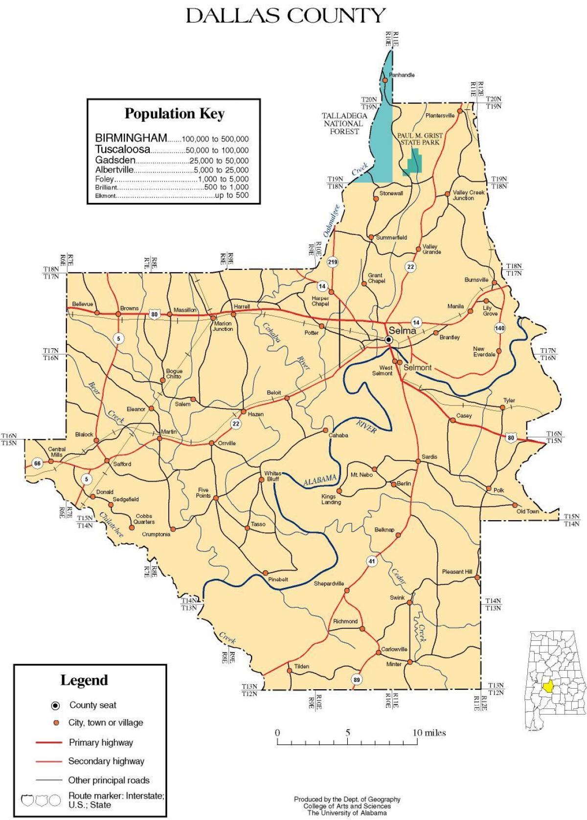 mapa hrabstwa Dallas