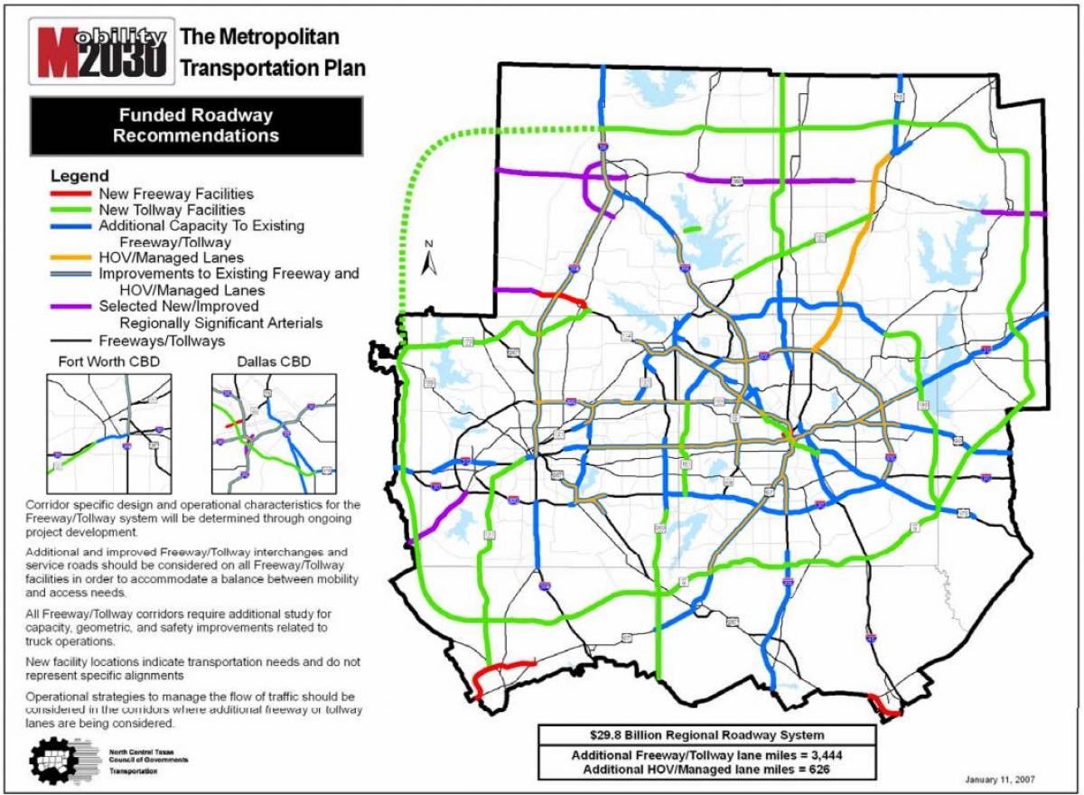 Dallas płatnych drogach mapie