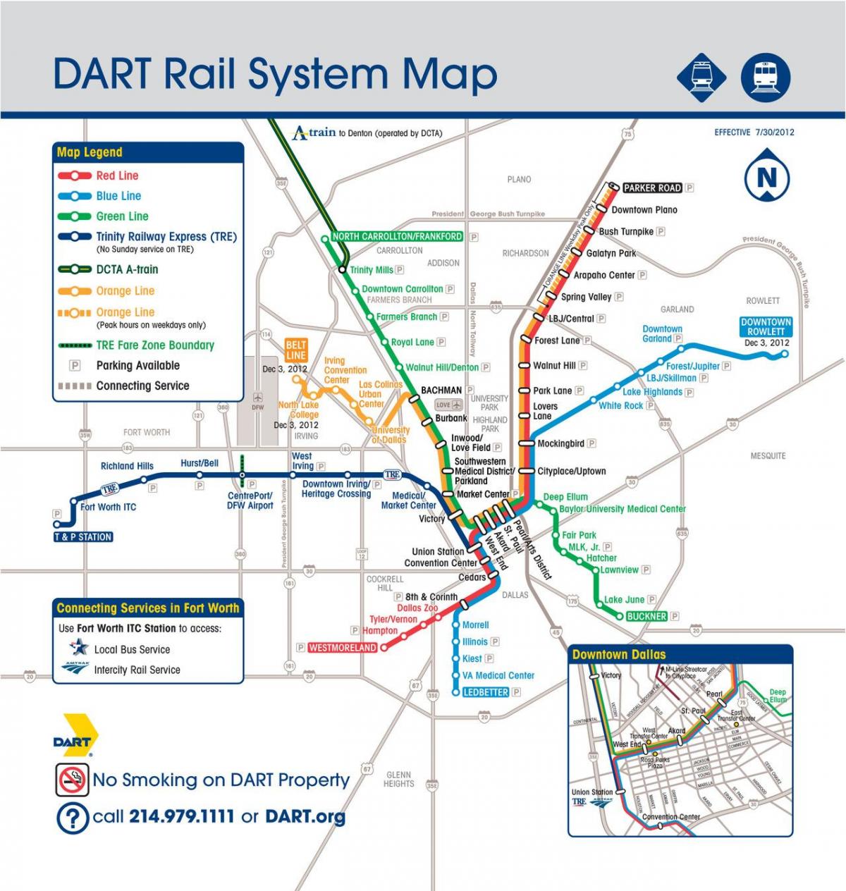 Dallas pociąg Dart mapie