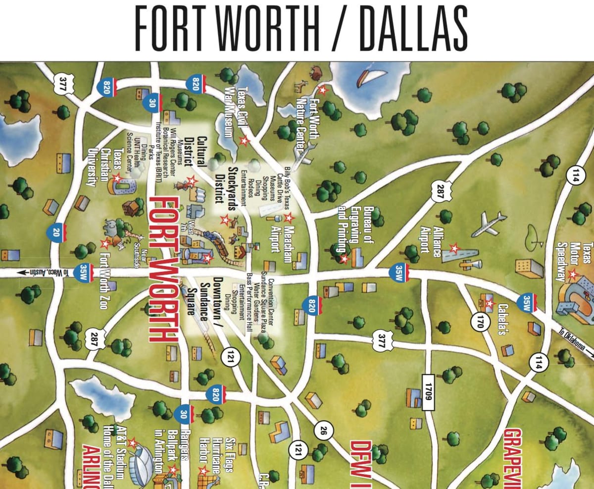 mapa Dallas Fort Worth