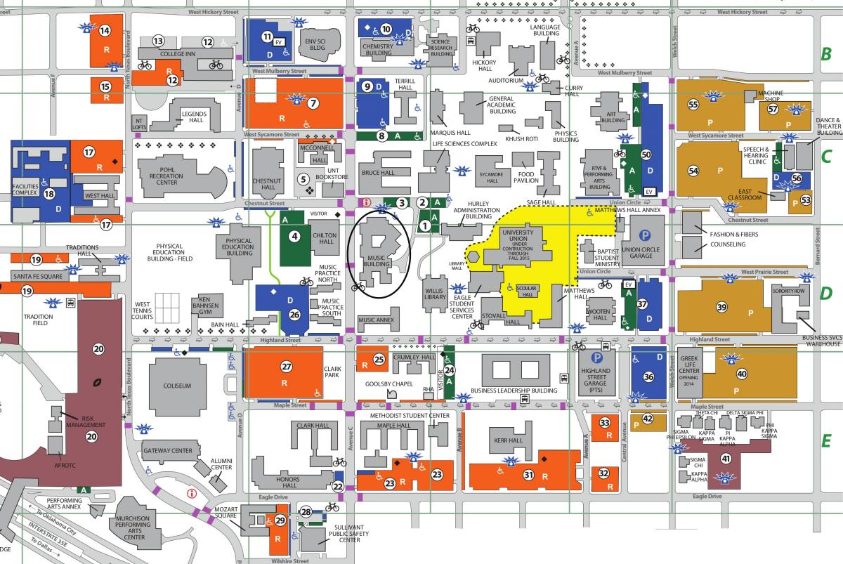 Uniwersytet Północnego Teksasu mapie Dallas